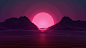 General 5120x2880  retrowave mountains purple sunrise sunset purple background pink abstract