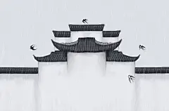 古风山水建筑凉亭荷花风景点插画海报背景