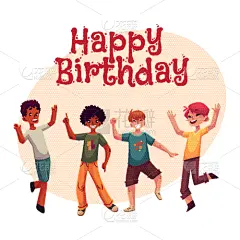 白色人种,儿童,男孩,黑色,舞蹈,乐趣,图像,矢量,分离着色,问候