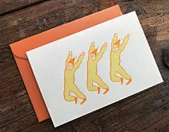 插画贺卡趣味开心卡片折叠卡带信封活版印刷生日创意-淘宝网