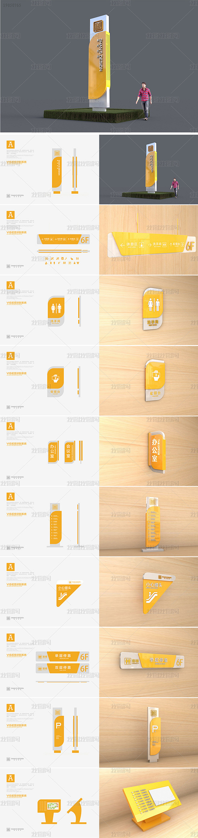 黄色标识系统导视牌