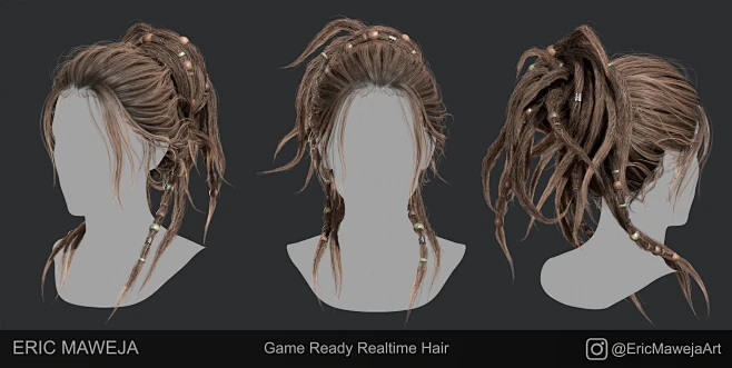 Realtime Dreadlocks hairstyle图片_3D角色场景模型-游戏次时代CG图片素材-花瓣网