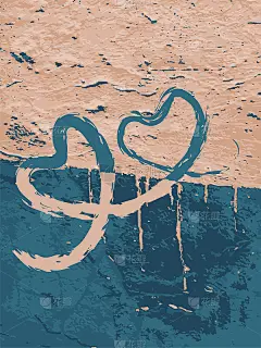 矢量抽象纹理街道墙背景与油漆点和心形笔刷笔触