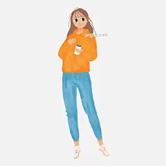 喝奶茶的可爱长发女孩图片大小2000x2000px 图片尺寸845.51 KB 来自PNG搜索网 pngss.com 免费免扣png素材下载！长发#大眼睛#粉笔手绘#黄色卫衣#卡通手绘#蓝色牛仔裤#俏皮#卫衣#小白鞋#休闲外套#运动#