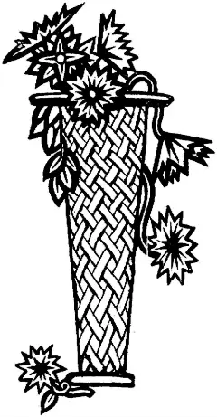 竹制花瓶花卉插图tif|复古装饰花纹|花朵植物|镂空花纹|TIF格式|TIF字体设计|tif安装字体|名片TIF