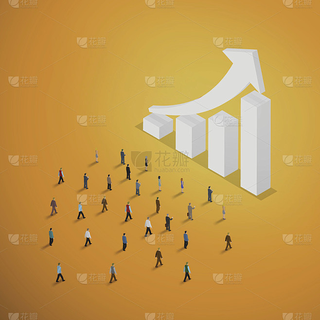 一群人走到条形图。