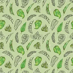 数码插画创意热带树叶