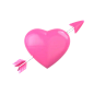 Heart Arrow 3D Illustration