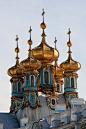 Onion domes of Catherine's Palace, Pushkin, St Petersburg, Russia