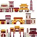 扁平化中国古典建筑插画矢量素材