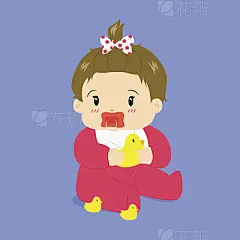 Cute Baby Girl With a Pacifier in Her Mouth