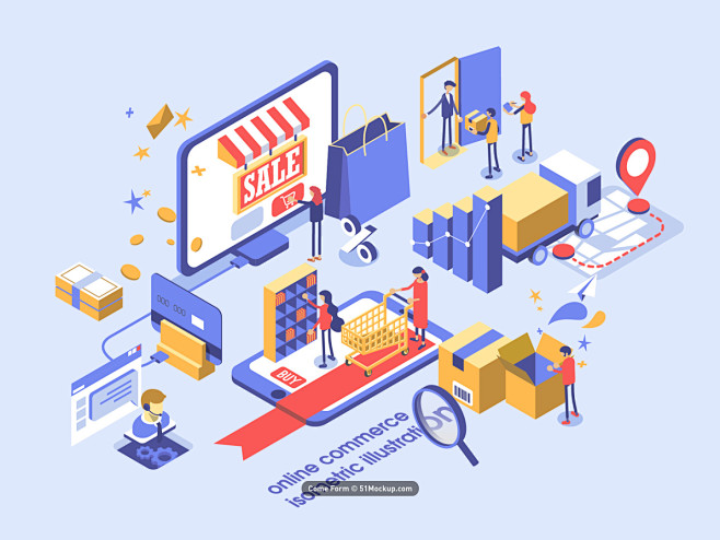 25d等距设计风格电商理念快递送货服务智能手表屏幕矢量eps矢量素材