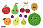 手绘可爱的水果插图素材Cute vector fruit characters 设计模板 