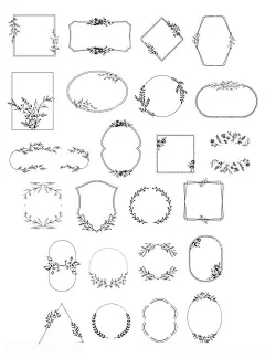 线描花卉边框花边元素  - 源文件下载【酷图网】线描花卉,边框花边,边框元素,卡通元素,贴纸元素,设计元素,矢量插画,手绘元素,插画元素,矢量元素,矢量手绘,设计,EPS矢量