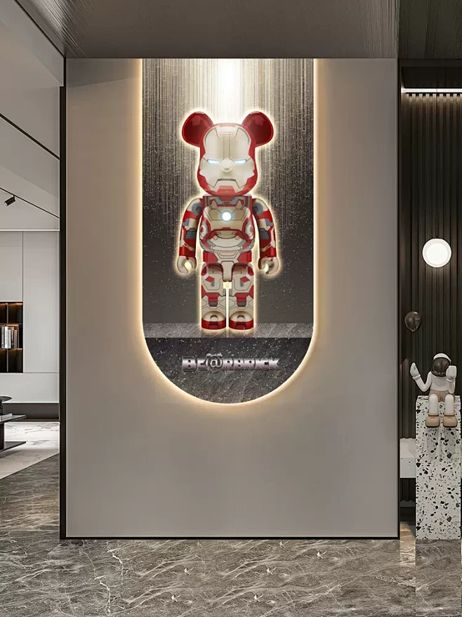 Kaws玄关装饰画潮牌暴力熊发光画走廊过道挂画轻奢高级感客厅壁画-tmall.com天猫图片_室内场景图片素材-花瓣网