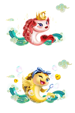 【米图网-52mitu.com】锦鲤 卡通 手绘 插画f锦鲤