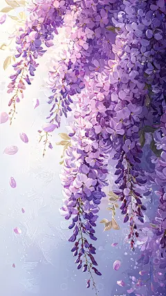 紫色浪漫的紫藤花壁纸高清模板免费下载-趣麦麦图