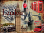 伦敦建筑 英国 建筑 大本钟 士兵 桥 公交车 电话亭 复古 仿古 欧美风格 艺术画 装饰画