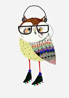 卡通手绘猫头鹰png免抠素材_新图网 https://ixintu.com 戴耳机 眼睛 动物 手绘 卡通