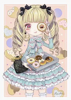 萌妹纸 大眼睛 二次元 美眉 插画 - 堆糖