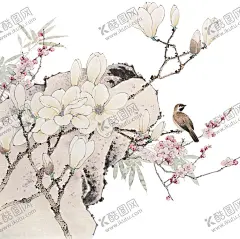 中国风水墨花卉PNG免扣 【酷图网】红梅,古风,飞檐,屋顶,新春,新年,水彩,花卉,海棠花,樱花,桃花,工笔画,点缀,装饰,前景,免抠,合成,素材,梅花,花朵,树枝,枝头,手绘,海报,设计,插画,插图,明信片,冬日,冬季,春天,背景,