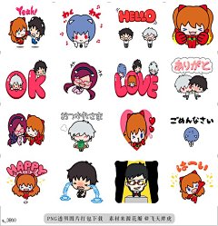 a@飞天胖虎 line贴图表情包贴纸新世纪福音战士（迷你版）  三丽鸥设计的《迷你版新世纪