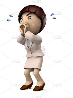 一个拿着大喇叭的年轻女士。她穿着西装，大声欢呼。三维演示
