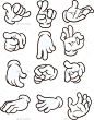 Cartoon hands making different gestures. Vector clip art illustration. Each on a separate layer. EPS10 file included.