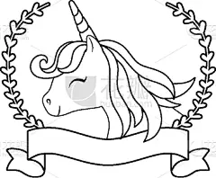 可爱的,枝,独角兽,缎带,动物头,华丽的,飘然,幻想,想象,设计