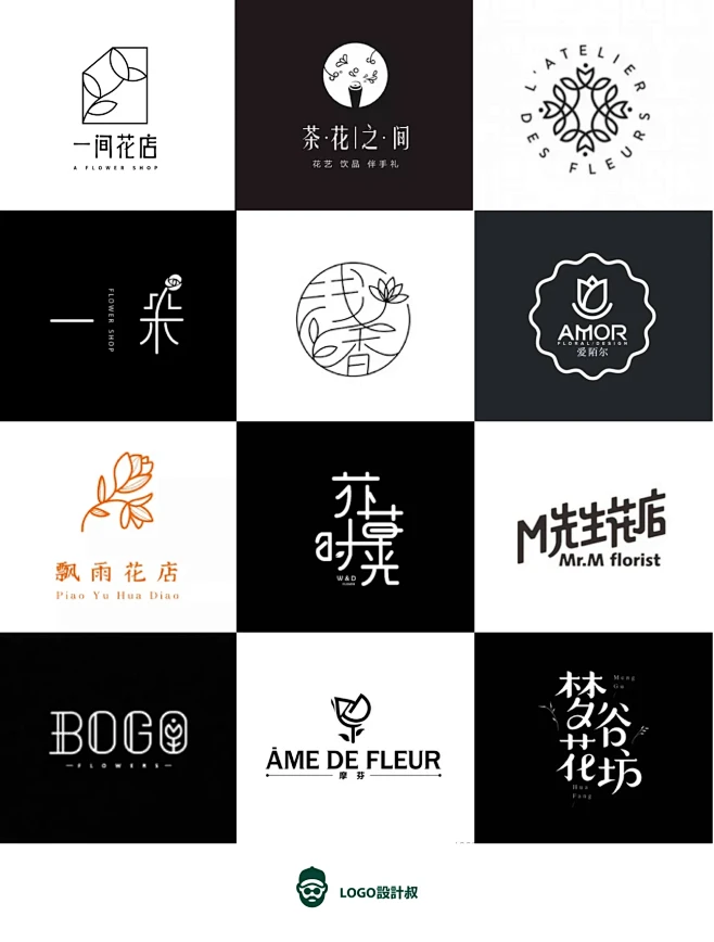 022灵感采集｜全网最全花店logo设计...