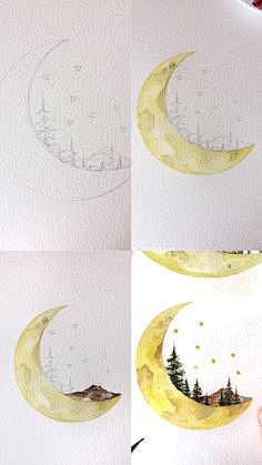 Watercolor moon pain...