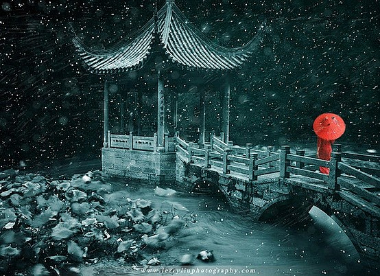 红粉靓梳妆，翠盖低风雨。 占断人间六月凉...
