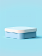 a blue ovalshaped storage bench on top of a blue sky, in the style of low poly, minimal retouching, flat color blocks, berlin secession, industrial and product design, light aquamarine and white, tangible texture