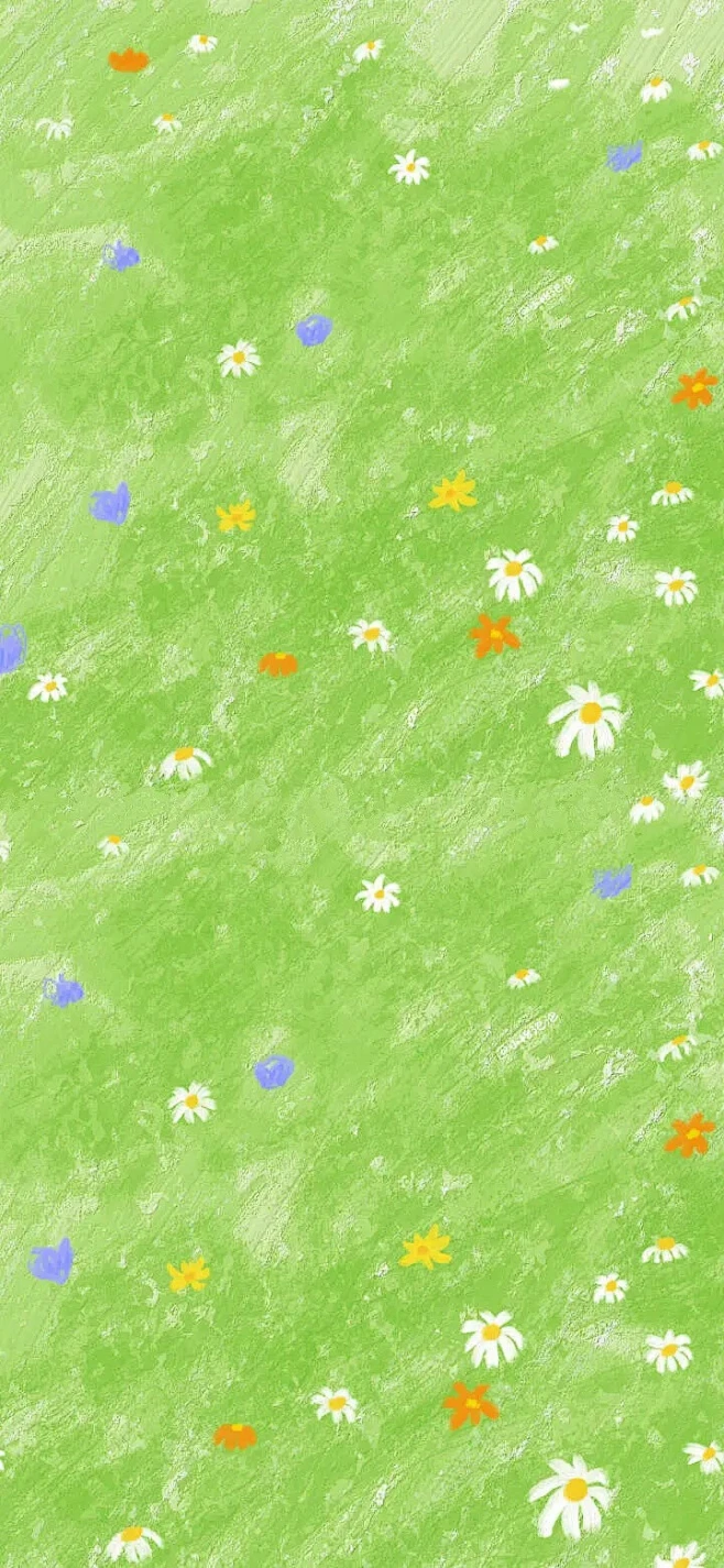 绿色 小花 自然 小清新 插画 高清背景长图-花瓣网
