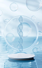 写真 水面背景 3 d レンダリングと dna