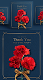 感恩节红色康乃馨主题PSD海报模板Thanksgiving Day poster template#ti375a63018 :  