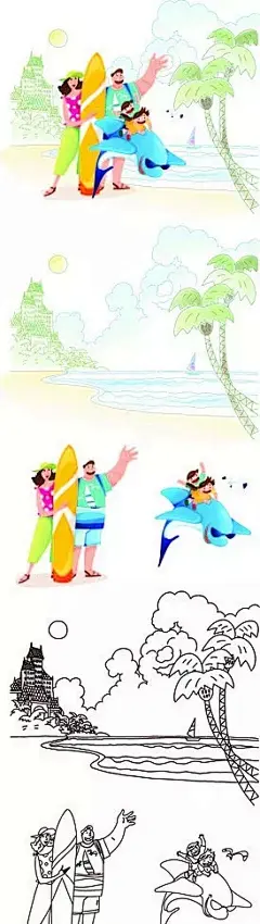 去旅行坐飞机的男女卡通矢量人物插画AI|绘画设计|角色|卡通人物|卡通人物图片|漫画人物|人物插画|人物素材|人物图片|矢量人物|矢量图|手绘人物|水彩
