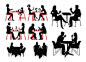 coffee people silhouette vector