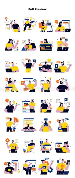 创意扁平化商业公司职场工作场景人物插图插画ai设计素材源文件下载_颜格视觉