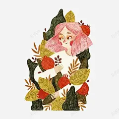 唯美清新森林系女孩插画 免抠png 设计图片 免费下载 页面网页 平面电商 创意素材
