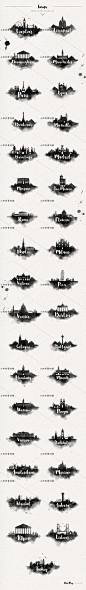 88个水墨黑白世界城市建筑巴黎伦敦剪影PNG PSD设计素材png133-淘宝网