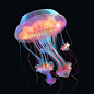 Transparent jellyfish, gradient color, 4k, ultra high definition, ocean, Hanging Gardens of Babylon, universe, mystery, random layout