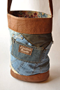 Denim & Leather Bag: 