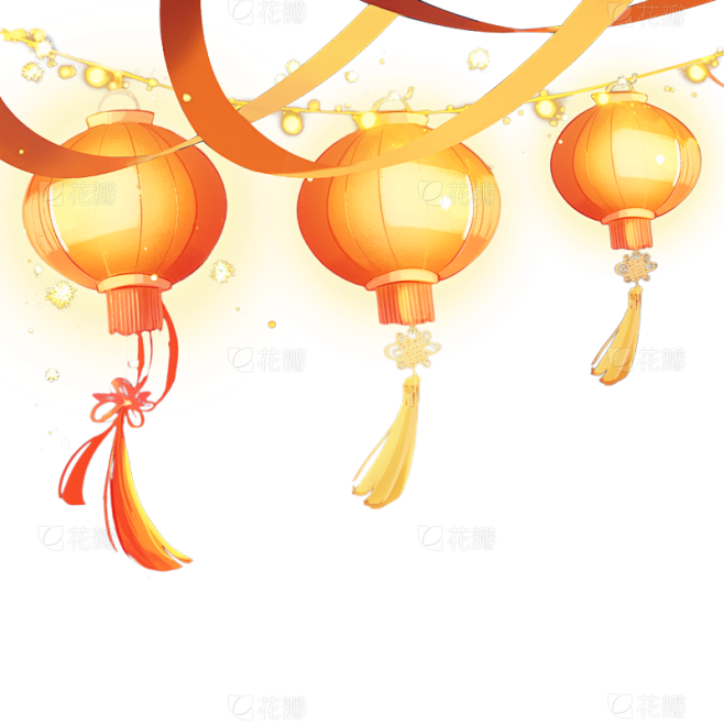 元旦AI拟物吉祥图案灯笼串元素