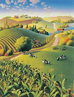 来自画家 Robin Moline 画笔下的田园生活   （转）@手绘插画大师 ​​​​