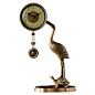 创意欧式纯铜龟鹤座钟 客厅卧室复古静音台钟 时尚钟表大气时钟