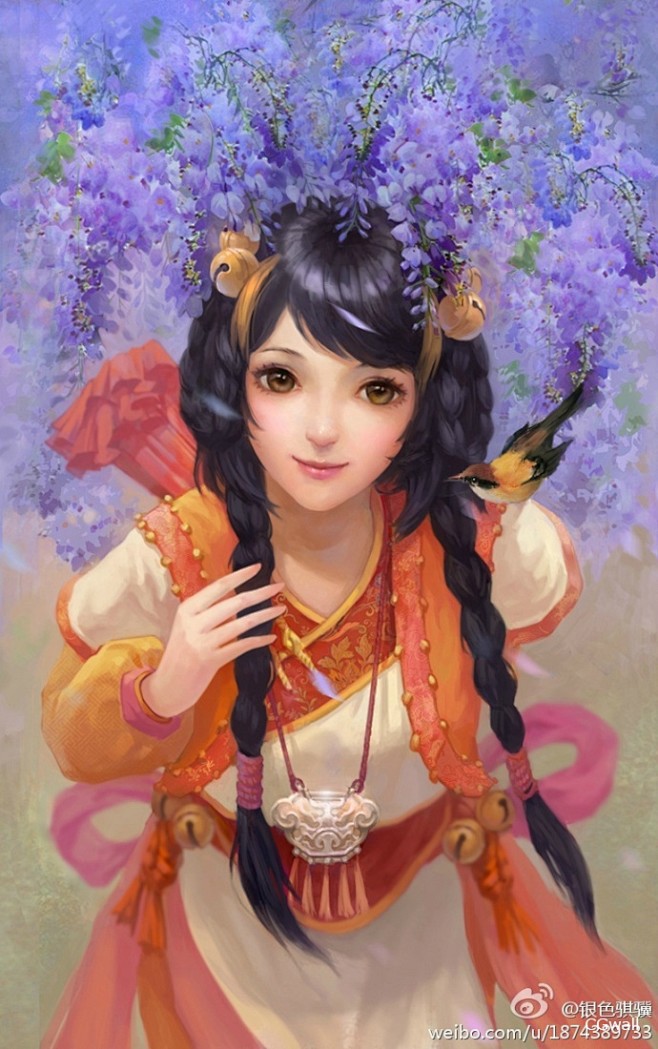 很柔和颜色的少女半身像，_CGwall原...