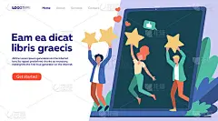 客户评审评价平面矢量插图