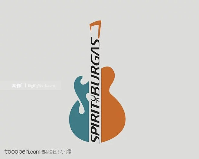 吉他图形LOGO标志设计logo设计 -大作