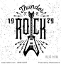 monochrome hipster vintage label , badge , flayer " thunder rock " for poster or t-shirt print with electric guitar, lightning 正版图片在线交易平台 - 海洛创意（HelloRF） - 站酷旗下品牌 - Shutterstock中国独家合作伙伴